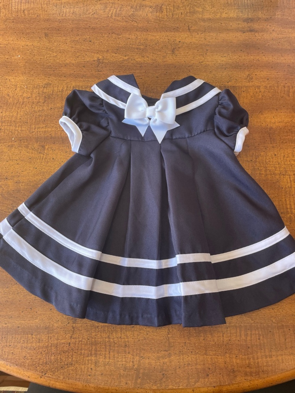 Navy Nautical-Style Dress with White Trim